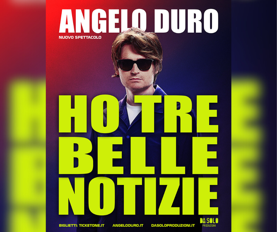 Angelo Duro porta la sua irriverente comicità a Rieti con “Ho tre belle notizie” al Teatro Flavio Vespasiano