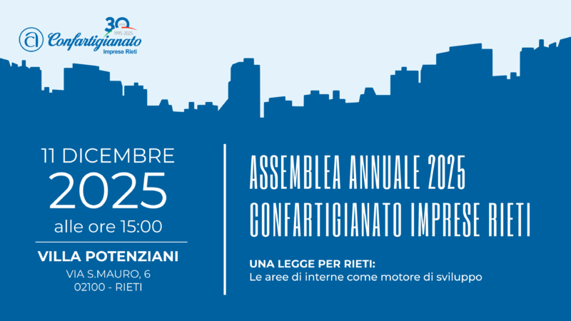 Aree interne e sviluppo: Confartigianato Rieti presenta l’assemblea annuale 2025